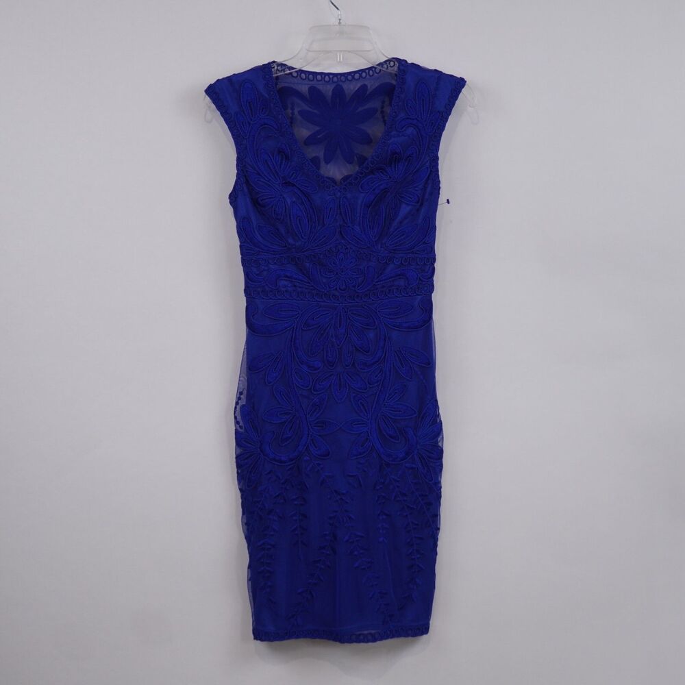 Sue Wong Royal Blue Embroidered Sheath Dress